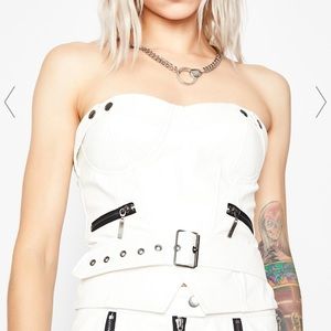 Dolls kill white leather bustier top